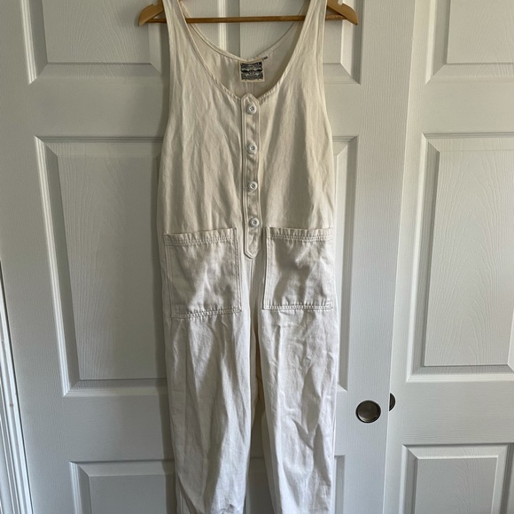 Jungmaven Hemp Button Front Jumper Coveralls/Overalls - Washed White - Picture 2 of 5